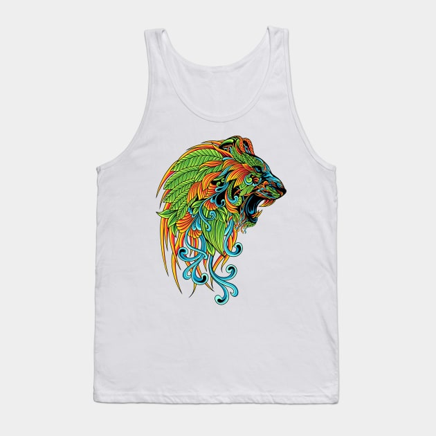 Lion Ornate Backprint Tank Top by Tuye Project